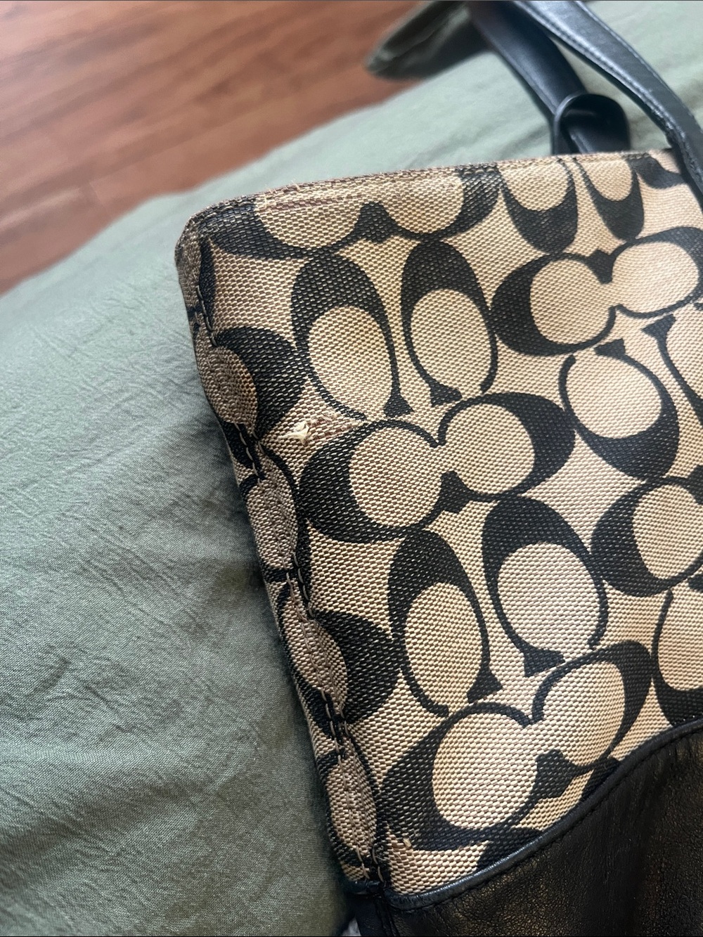 Coach Two-Tone Signature Canvas Tote with Black Leather Base - Picture 11 of 11